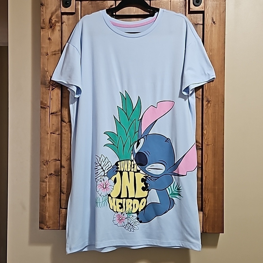Disney Stitch Blue Graphic Nightshirt  Size Small